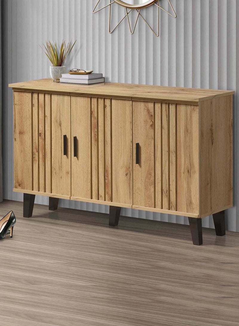 Home Box Porto 12-Pair Shoe Cabinet With 3 Doors And 4 Shelves 34x72x114 cm , Engineered Wood With Foil Veneer - Image 1